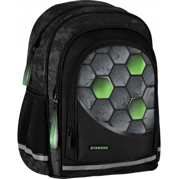 Školní batoh Školní batoh vícekomorový Starpak černý, odstíny šedé a stříbrné, zelený 23 l