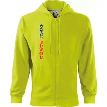 Pánská mikina Judo Czech - Mikina s kapucí na zip trendy zipper - S ( Limetková )