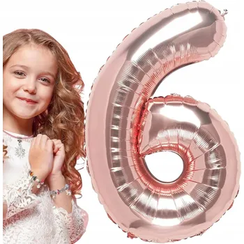 Balónek Fóliový balónek ČÍSLICE 6, růžově zlatý, 42 cm (17'') - narozeniny