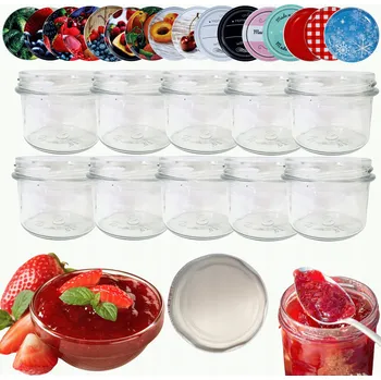 Sklenice Sklenice 235ml na džemy, džemy , koření, dezerty, 10 sad šroubovací víčka 82mm PZH