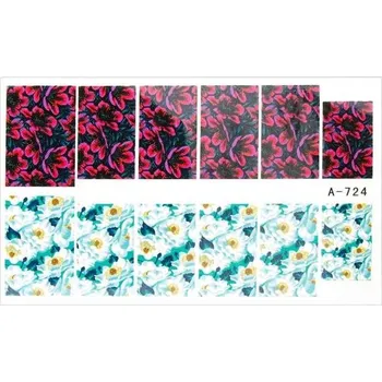 Akvarelové Samolepky na nehty Barevné květiny Č. 724