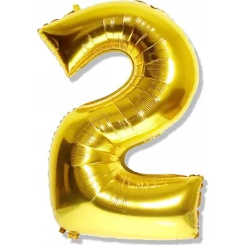 Balónek Fóliový balónek číslice 2 zlatý metalický 35cm 1 Ks