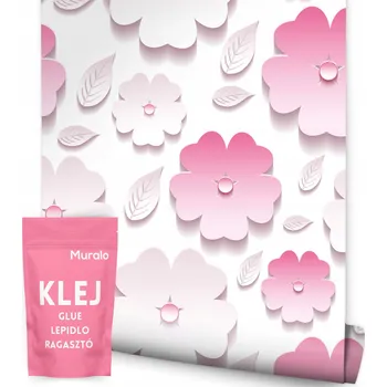 Fototapeta TAPETA PRO DĚTI RŮŽOVÉ KVĚTY LISTY 3D EFEKT ABSTRAKCE PRO HOLČIČKU