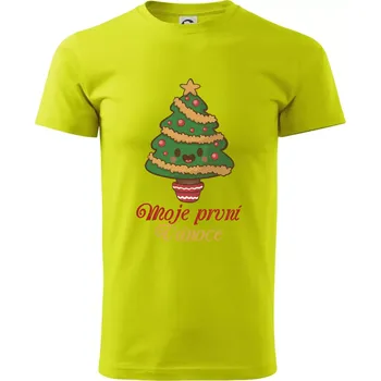 Moje první Vánoce stromek - Klasické pánské triko vyšší gramáže - 4XL ( Limetková )