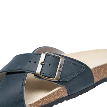 Pánské pantofle Vasky Cork Dark - Pánské kožené pantofle černé | česká výroba ze Zlína 48 EU