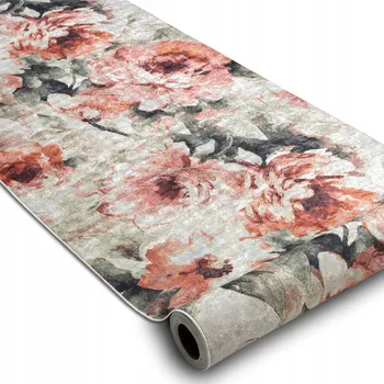 Prostěradlo BĚHOUN PODGUMOVANÝ NA CHODBU HALA 120 cm KVĚTY béžová/růžová NA PRANÍ ^*Q4139