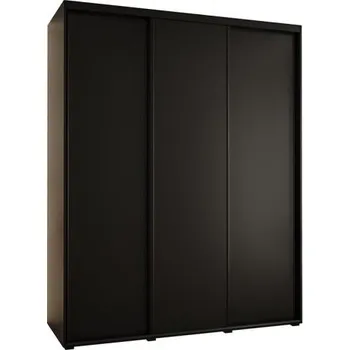 Šatní skříň Šatní skříň s posuvnými dveřmi DAVOS 190cm | Černá / černé pojezdy