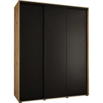 Šatní skříň Šatní skříň s posuvnými dveřmi DAVOS 190cm | DUB Artisan / černá / černé pojezdy