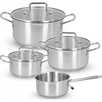 Sada nádobí Sada hrnců Cadro Sada hrnců s ocelovými poklicemi 7 ks nerezová ocel 7 ks.