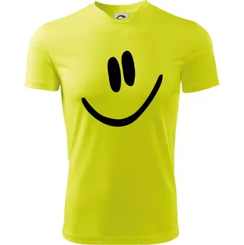 Chlapecké tričko Emoji bez obrysu - usměv - Dětské triko sportovní (dresovina) - 122 cm/6 let ( Neonově žlutá )