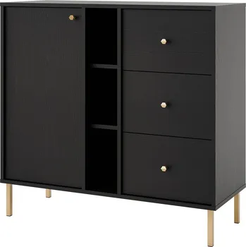 Komoda TOKYO 2 c | komoda 824 | 100,2 cm | černá grafit/zlatá