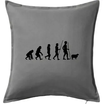 Polštář Evoluce pastevec ovcí - Polštář 50x50 - 50x50 - Pouze potah ( Tmavě šedý melír )