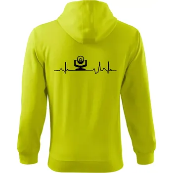 Pánská mikina Ekg osvětlovač - robo hlava - Mikina s kapucí na zip trendy zipper - S ( Limetková )