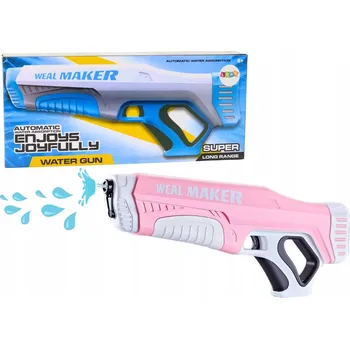 Dětská zbraň SADA VODNÍCH PISTOLÍ AUTOMATICKÁ ELEKTRICKÁ 350ML AKUMULÁTOR RŮŽOVÁ