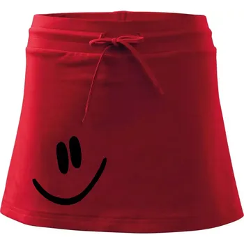 Dámská sukně Emoji bez obrysu - usměv - Sportovní sukně - two in one - XS ( Červená )
