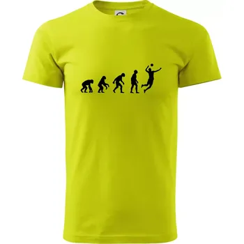 Pánské tričko Evoluce volejbal muž - Klasické pánské triko vyšší gramáže - XL ( Limetková )