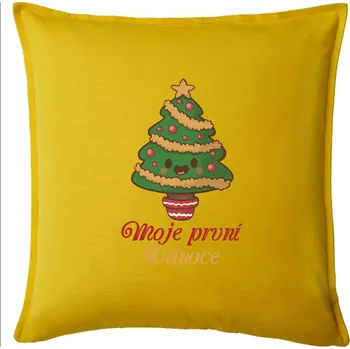 Polštář Moje první Vánoce stromek - Polštář 50x50 - 50x50 - Pouze potah ( Žlutá )