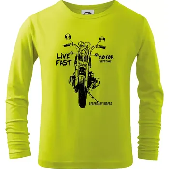 Chlapecké oblečení Motorka kresba live fast - Triko dětské Long Sleeve - 134 cm/8 let ( Limetková )