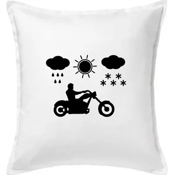 Polštář Motorkář za každého počasí - chopper - Polštář 50x50 - 50x50 - Včetně výplně ( Bílá )