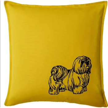Polštář Shih-tzu - chlupatý - Polštář 50x50 - 50x50 - Pouze potah ( Žlutá )