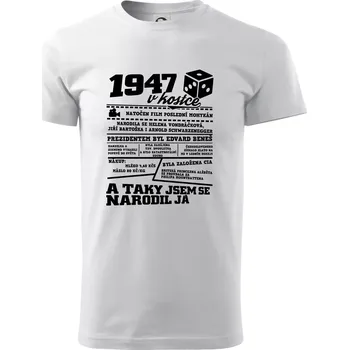 Pánské tričko 1947 v Kostce - Triko extra velké (5-8XL) - 8XL ( Bílá )