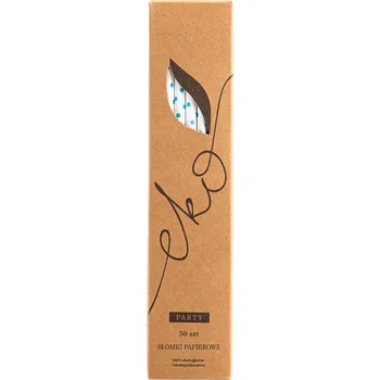 Jednorázové nádobí Šedá papírová Brčka s bílými tečkami - 50 kusů