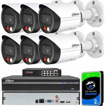 Bezpečnostní kamera Sada IP PoE monitoringu 4MPx s 6 kamerami DAHUA WizSense s AI analýzou