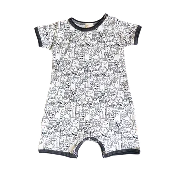 Dupačky FARMERS® Dětský letní overal BAMBUS, kočičí piknik Velikost: 62