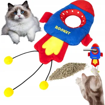 Hračka pro kočku Hračka pro kočky se šantou kočičí Wesoły Pupil Hračka pro kočky SZELESZCZĄCA z KOCIMIĘTKĄ INTERAKTIVNÍ plyšová raketa