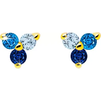 Náušnice Náušnice ze 14K zlata s tříbarevnými zirkony ve tvaru šamotu