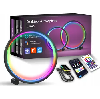 Lampička Kulatá stolní lampička RGBIC LED DÁLKOVÝ OVLADAČ APLIKACE Efekt Duhy 3D Inteligentní