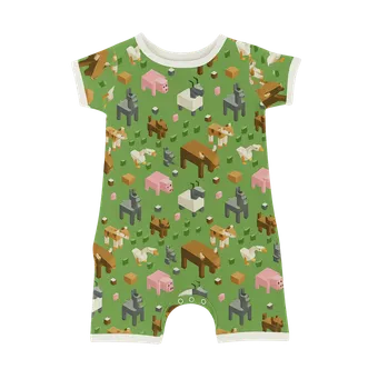 Kojenecký overall FARMERS® Dětský letní overal BAMBUS, zvířátka z kostek Velikost: 56