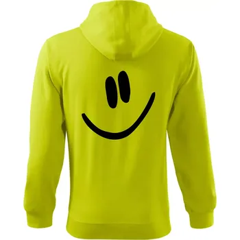 Pánská mikina Emoji bez obrysu - usměv - Mikina s kapucí na zip trendy zipper - S ( Limetková )