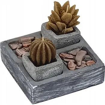 Svícen SVÍCEN NA 2 SVÍČKY KAKTUS KAMÍNKY ZEN DEKORACE NA STŮL DO OBÝVÁKU JÍDELNY