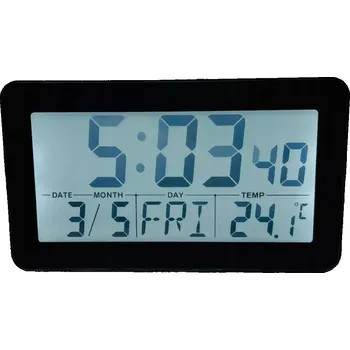 Budík Křemenný budík PERFECT JB 8203 s podsvícením, alarmem a kalendářem