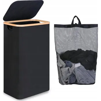 Koš na prádlo OBJEMNÝ VELKÝ KOŠ NA PRÁDLO/HRAČKY S VÍKEM ČERNÝ 100L VYJÍMATELNÁ TAŠKA