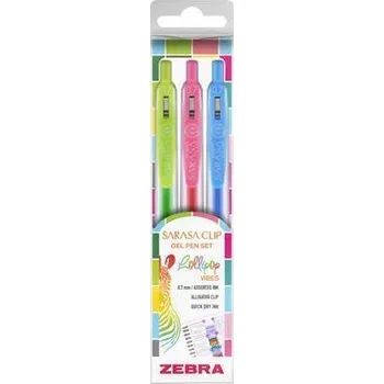 Gelové pero "Sarasa Clip Lollipop", 3 různé barvy, 0,33 mm, stiskací mechanismus, ZEBRA 99431