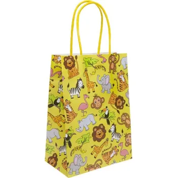 Deštník Taška dárková žlutá divoká zvířata Safari 16x22x9cm papírová