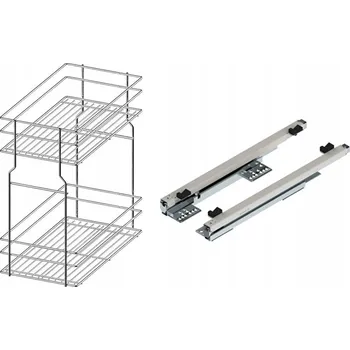Nábytkové kování Cargo koš do spodní skříňky 40 cm, chromovaný, 2-patrový, s tlumením dovírání REJS, montáž pod závěs