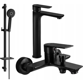 Vodovodní baterie Vanová baterie páková nástěnná Mexen Alfa černá