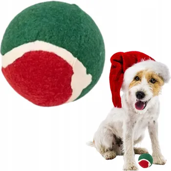 Hračka pro psa Míček pro psy Wesoły Pupil vánoční, nepískací, 6 cm