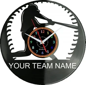 Hodiny Baseballové Hodiny s Vaším Jménem - Nástěnné, Dekorativní, Moderní Design z Vinylové Desky
