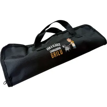Žertovný předmět Pán a vládce zahradního grilu - grilovací nářadí v pouzdře s potiskem- Tričkový.cz