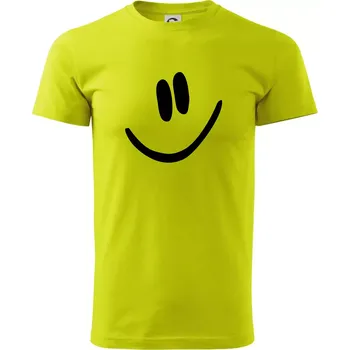 Pánské tričko Emoji bez obrysu - usměv - Klasické pánské triko vyšší gramáže - XL ( Limetková )