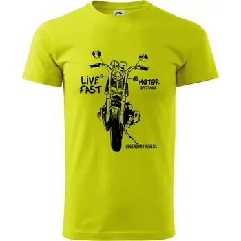 Motorka kresba live fast - Klasické pánské triko vyšší gramáže - 4XL ( Limetková )