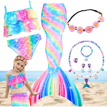 Dámské oblečení 8v1 KOSTÝM MOŘSKÉ PANNY OCAS SIRÉNY PLAVKY ARIEL PRO PLAVÁNÍ 130 CM
