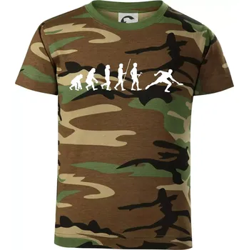 Evoluce stolní tenis - Dětské maskáčové triko - 146 cm/10 let ( Hnědý maskáč )