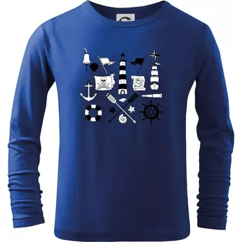 Chlapecké tričko Ikony - mořeplavec - Triko dětské Long Sleeve - 104-110cm / 3-4 roky ( Královská modrá )