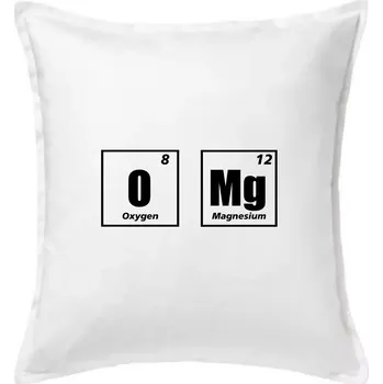 Polštář Tabulka OMG O MG - Polštář 50x50 - 50x50 - Včetně výplně ( Bílá )