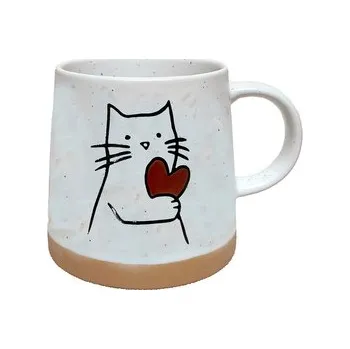 Stolování Kameninový hrnek - Kočka a srdce